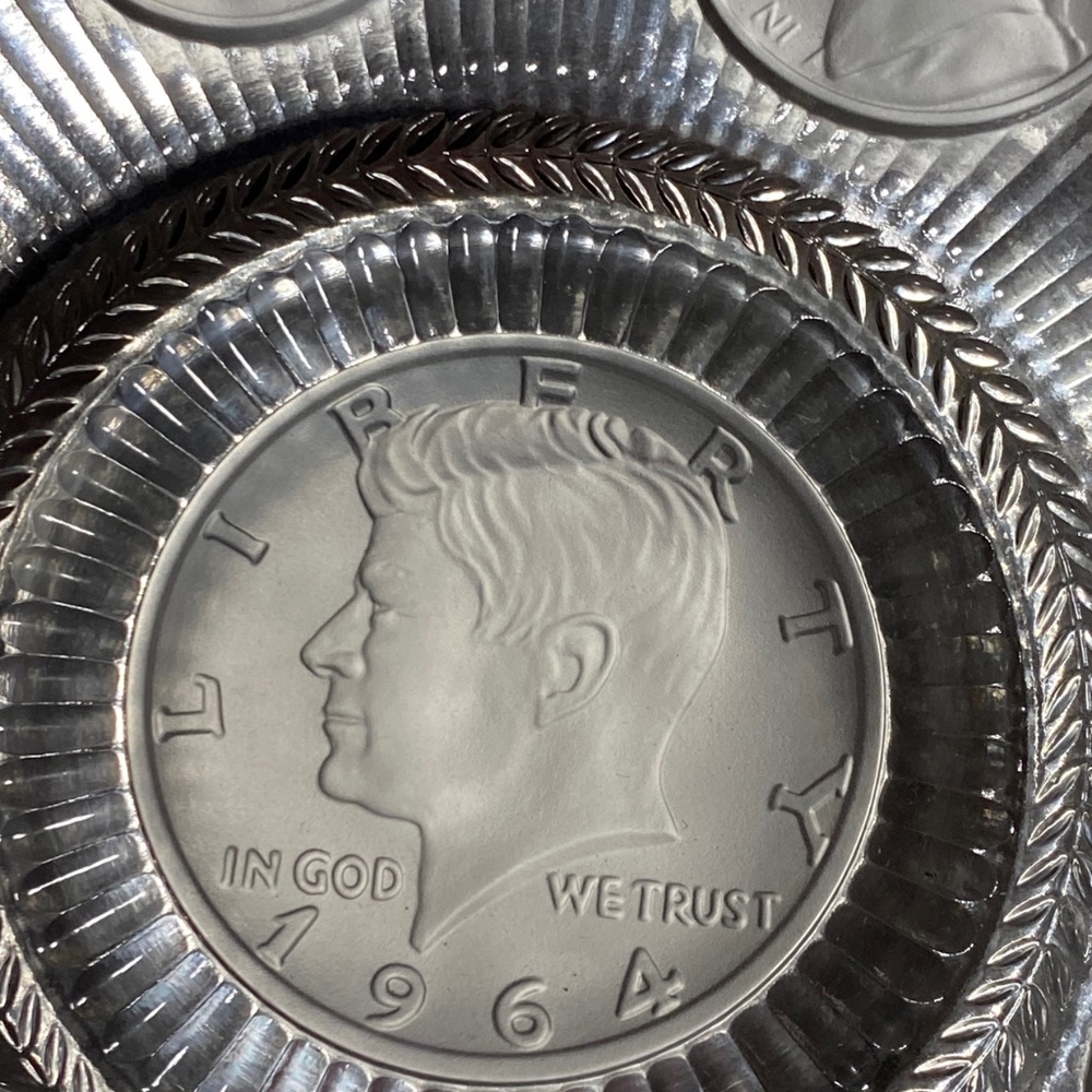 Vintage Imperial Glass Crystal Coins plate